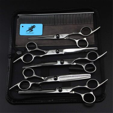 Набір професійних ножиць для грумінгу домашніх тварин: 5 шт. з нержавіючої сталі (для собак, котів та інших тварин)