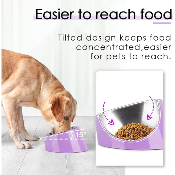Нахилений годівниця для собак та котів SuperDesign 15°, піднята годівниця, миска для тварин з антиковзним підставою з меламіну, м'ятно-зелений (фіолетовий, M)