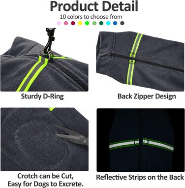 Зимовий одяг для маленьких собак, теплий флісовий комбінезон з відбиваючими елементами, теплий одяг для цуценят, піжама-костюм (темно-сірий, M)