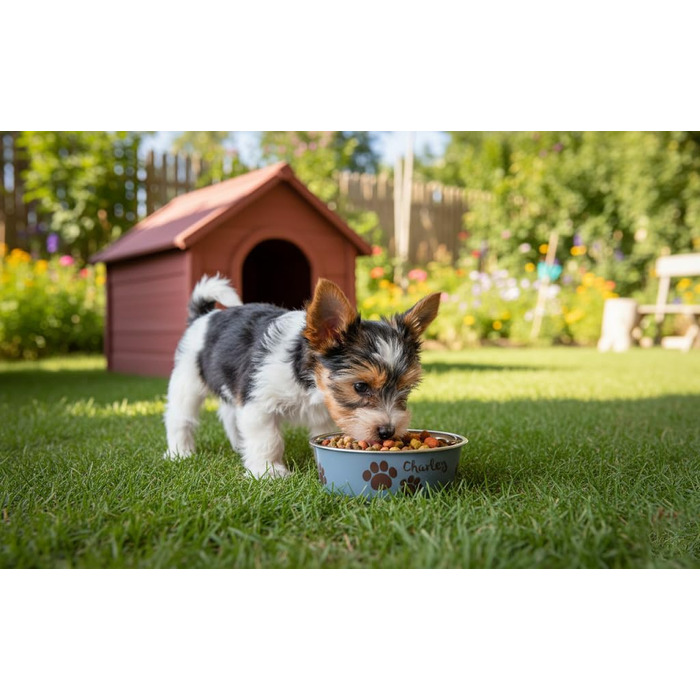 Персоналізований миска для собак з нержавіючої сталі 2200 мл – протиковзкий кільце – для великих собак – з іменем – Petslino (Металево-блакитний, XS)