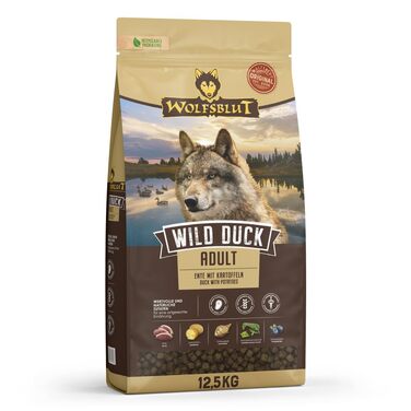 Сухий корм для дорослих собак WOLFSBLUT Wild Duck з качкою та суперфудами, беззерновий, 12.5 кг