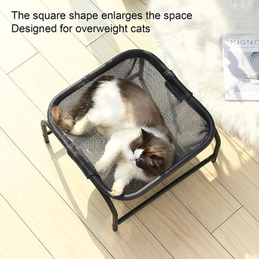 Велике котяче ліжко-гамак JUNSPOW 43×43×24 см, квадратне, для великих котів та цуценят, підвищене місце для сну, з відмінною повітропроникністю, самостійне розташування