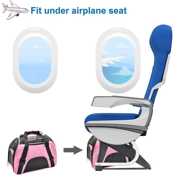 Трансформер для перевезення домашніх тварин (кіт, собака, кролик, хом'як). Сумка-переноска для тварин, схвалена для авіаперельотів, м'яка, з плечовим ременем. Розмір M (47x27x28 см), до 5 кг. Рожева