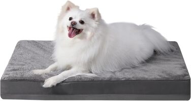 Ортопедичне ліжко для собак KSIIA XL, великий розмір, 111x81 см, знімний чохол, двостороннє, темно-сірий (75x47x7 см)