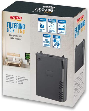 Amtra Filtering Box Black 150 — внутрішній біологічний фільтр для акваріумів, 520 л/год, професійні фільтруючі матеріали