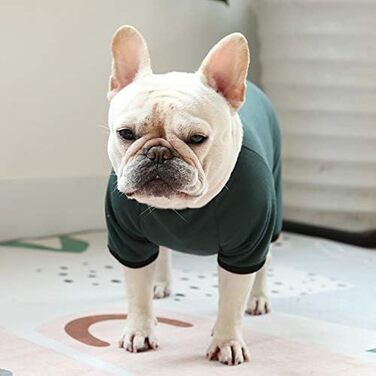 Піжама-комбінезон для собак YRRYGMN: теплий, м'який, для Французького бульдога, цуценят, маленьких та середніх собак (темно-зелений, X-Large)