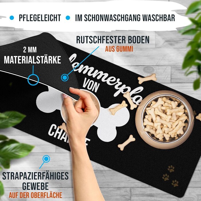 Персоналізований килимок для годування собак з ім'ям та фото - Royal, 80 x 30 см, нековзний