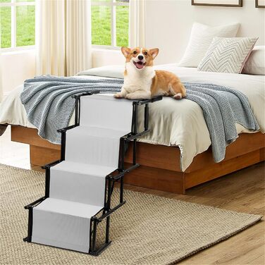 Рампа для собак у машину, складана, регульована висота, до 75 кг (чорний/світло-сірий)