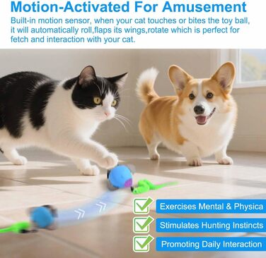 Інтерактивна іграшка для котів - м'ячик з феєрверком, перезаряджається, 2 режими, автоматична іграшка для котів, самостійна розвага, (Помаранчевий)