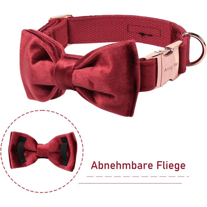 Нашийник для собак Aring з бантиком, регульований, м'який, темно-зелений (M), червоний (для свят)
