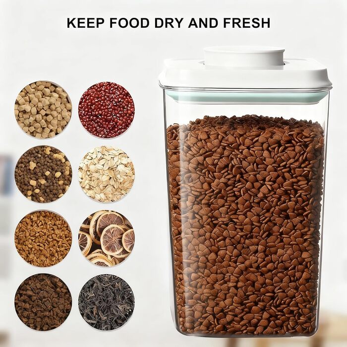 Контейнери для корму та ласощів для собак та котів, 2 шт, 4 л, з мірною ложкою, щільний Pop-кришка, пластикові контейнери для тварин