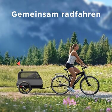 Фаркоп для велосипеда з собакою XL – Складаний фаркоп для велосипеда з собакою з рампою, амортизацією та з'єднувачем – Фаркоп для собак до 45 кг – Водонепроникний – Сумісний з електровелосипедами (Сірий)