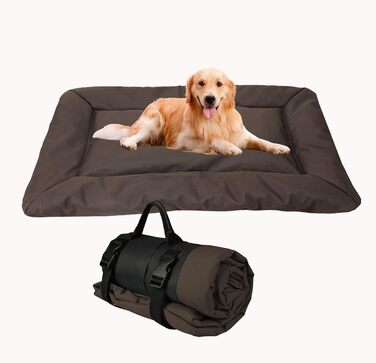 Транспортування лежанка для собак, килимки для собак у подорожі, 86 x 58 см, портативна лежанка для собак, лежанка для собак і котів, тепла ковдра для вулиці та дому, портативна лежанка для котів, складна, можна прати (колір: коричневий)