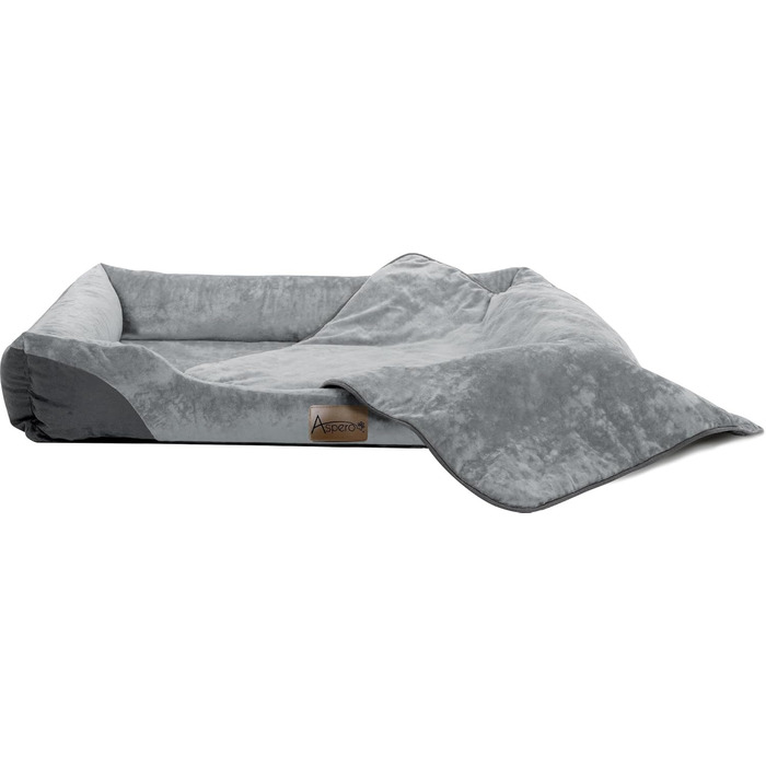 Корзина для собак Normani, ліжко для собак + ковдра, ліжко для домашніх тварин, знімний, пральний до 95°C, підходить для котів та собак, з екологічно чистих матеріалів, сірого кольору, розмір 60x80 см