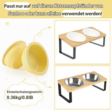 Набір мисок для котів GUUSII HOME (2 шт.) з кераміки, 14 см, 360 мл, жовті