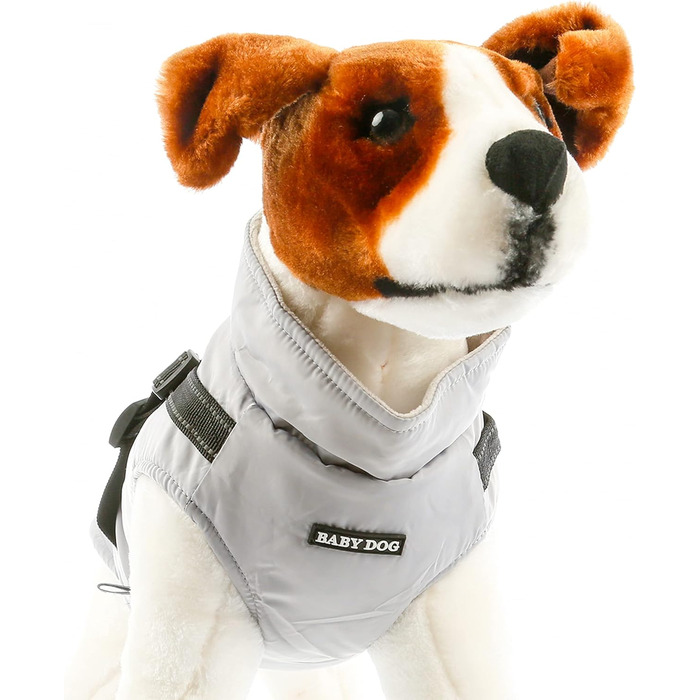 Тепла куртка для собак, зимова жилетка для малих та середніх собак, пуловер для собак, вітронепроникна жилетка з кільцем для повідка, сірий колір, розмір M