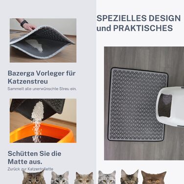 Килимок під лоток для котів, великий XXL, вологостійкий, двошаровий, EVA, 60x74 см, чорний/сірий