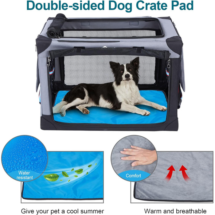 Складаний бокс для собак Ownpets L 81x58.4x58.4 см, переноска з водонепроникної тканини, з додатковою сумкою для зберігання