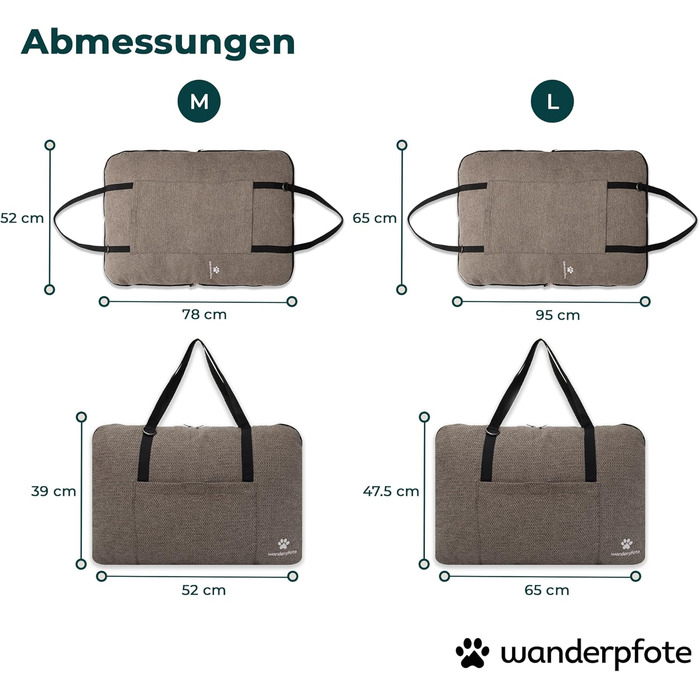 Ортопедичне собаче ліжко для подорожей – зручне та сертифіковане (OekoTex, GSR) – коричневе, розмір L