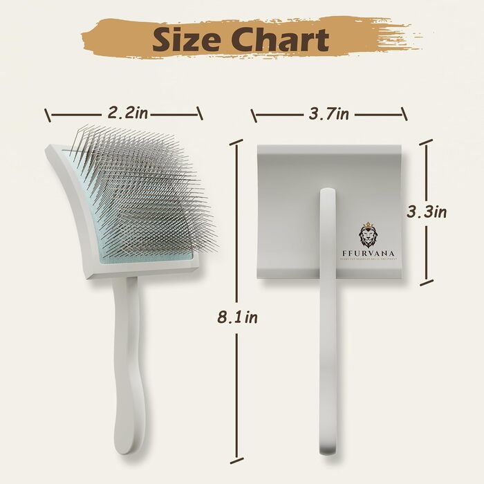 Професійна щітка для грумінгу домашніх тварин Robuste | Для довгошерстих та кучерявих собак та котів (кремово-білий)