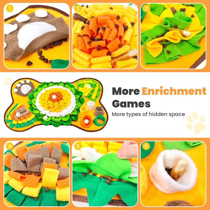 Набір килимків для собак: нюхальний та лижучий, інтерактивне іграшкове пазлу для цуценят, маленьких собак, котів та кроликів. Стимулює розумову активність, 38,1 x 38,1 см + лижучий килимок 20,3 x 20,3 см