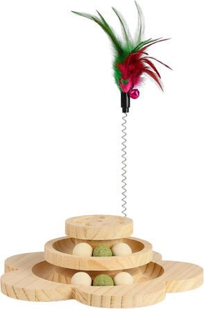 Інтерактивна іграшка для котів 4 в 1: когтеточка з мотузки, інтерактивна іграшка з пір'ям, дерев'яна іграшка-головоломка