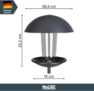 Годівниця для птахів MeLiTec VH04: годівниця-сило для диких птахів з нержавіючої сталі, чорна матова, для саду