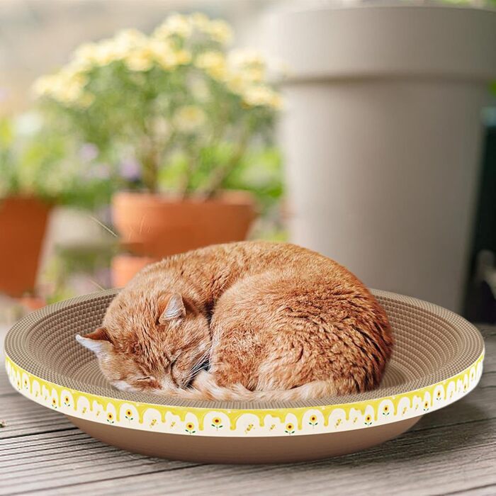 Круглі килимки-подряпки для котів, лежанка-миска, іграшка-подряпка з картону, килимок для кошенят, маленьких та середніх котів