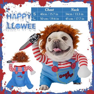 Костюм для собак на Хелловін з курткою та штучним баром, дихаючий, регульований, для свят, вечірок (S)