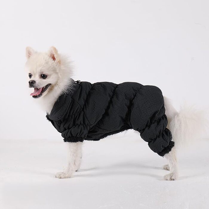 Зимовий теплий одяг для собак - тепла куртка для собак, чорного кольору, з D-Ring, XL
