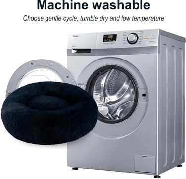 Кішка ліжко Aspand, м'яке, діаметр 60 см - зручне ліжко для котів з неслизьким дном для теплого та затишного сну (60x60x18 см, Темно-синій)