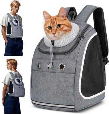 Рюкзак-переноска для тварин ALLSOPETS, дихаючий, для подорожей, темно-сірий, для великих котів і малих собак