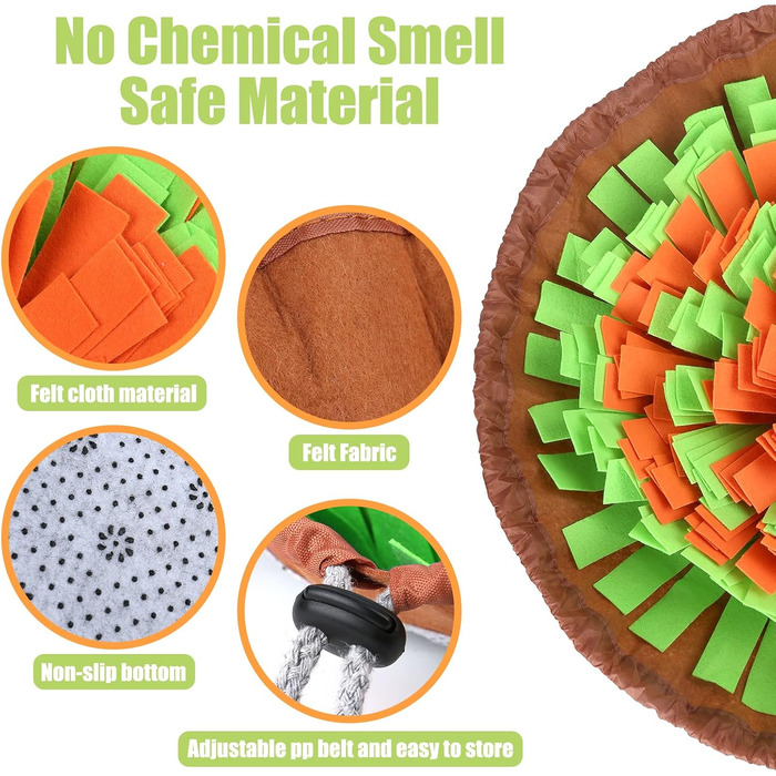 Килимок для собак, килимок для пошуку їжі, повільне годування, тренувальний килимок для цуценят, зелено-помаранчевий