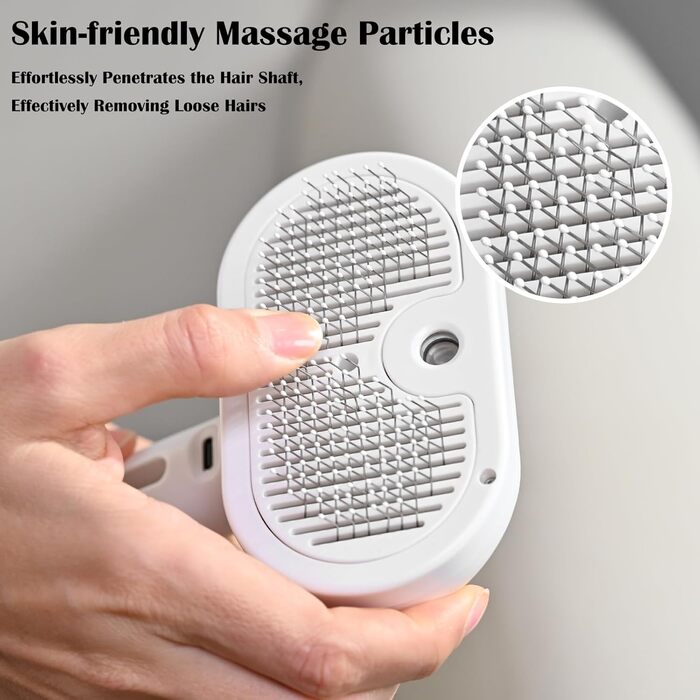 Парова щітка для котів, самоочисна щітка для догляду за собаками, легко очищається, видаляє статичну та літаючу шерсть, розпилювальна щітка для котів та собак білого кольору