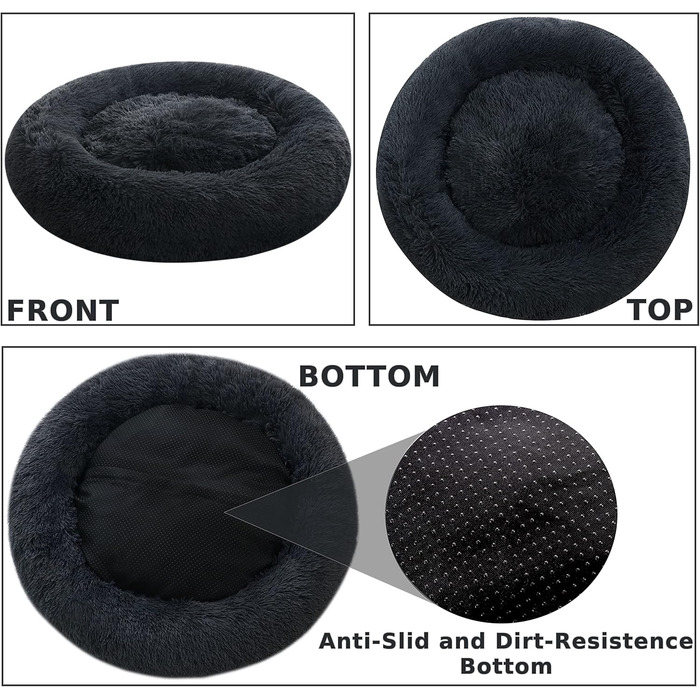 Крісло-гніздо для собак XXXL, кругле, знімний, пральний чохол, антистрес, штучне хутро, м'яке, комфортне, пухнасте ліжко для тварин (115см, Темно-Сірий)