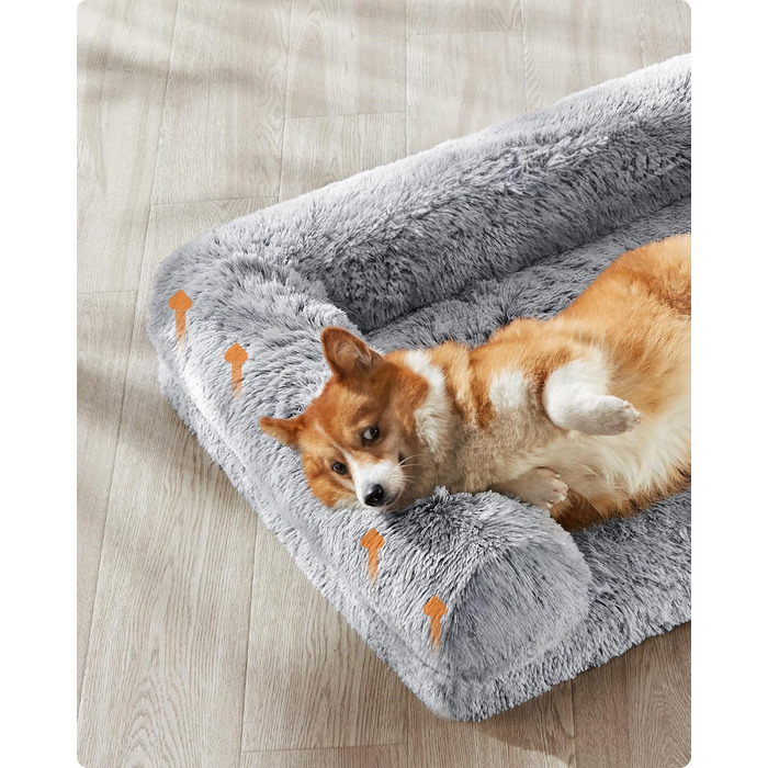 Ліжко для собак Feandrea FluffyHug L, ортопедичний матрац з нопковим поролоном, знімний і праний чохол, 91x68x23 см, омбре-сірий