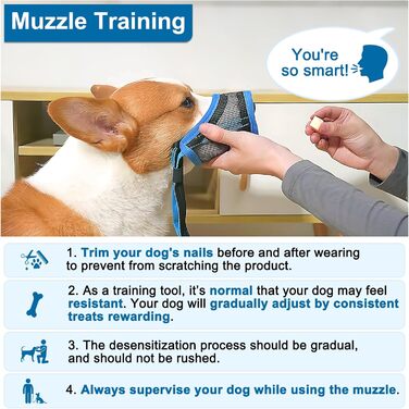 Нашийник-маска для собак LUCKYPAW, сітка, великі та середні породи, м'яка, запобігає укусам, пиття можливе, дихаюча, регульована, для цуценят (XXL, довжина морди 26,4 см)