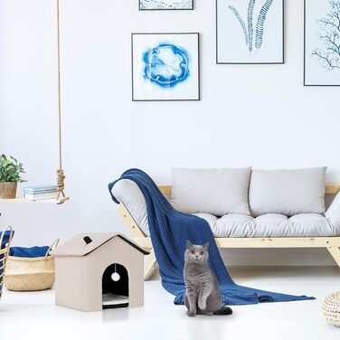 Будиночок для котів Relaxdays, складаний, м'який, для котів і малих собак, 44x48x45 см, внутрішній, бежевий