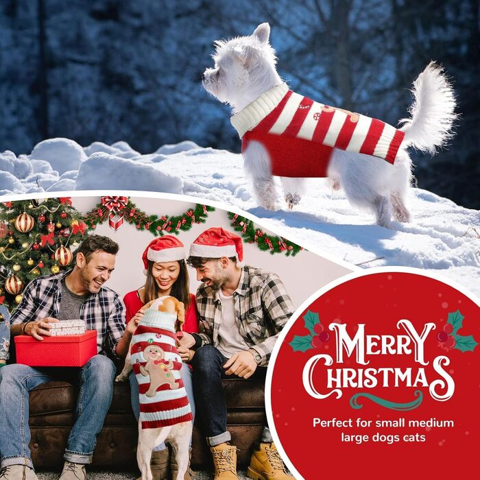 Пуловер для собак на Новий Рік та Різдво, теплий зимовий пуловер з напиленням Lebkuchenmann, одяг для тварин, XL