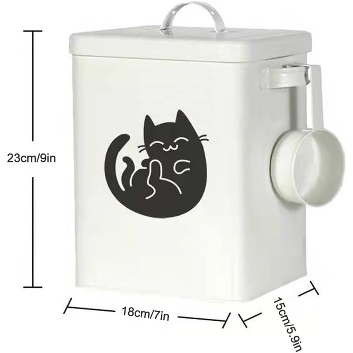 Металевий контейнер для корму для собак та котів 6L з мірним стаканчиком, кришкою та ложкою, іграшка мишка, милий контейнер для зберігання корму для тварин