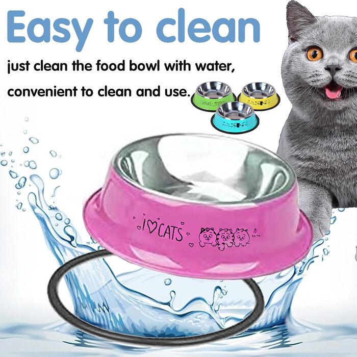 Набір мисок для котів Katzennäpfe: 4 шт. з нержавіючої сталі, протиковзкі, для води та корму, підходить для котів та цуценят