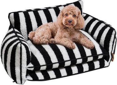 Крісло-лежанка для собак, лежанка для тварин, миється, м'яке ліжко для собак, подушка для собак, диванчик для собак (M-65x40x30см, чорно-білий)