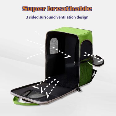 PETCUTE Рюкзак для собак і котів, дихаючий, для маленьких тварин, з відбиваючими смугами, складаний, знімний килимок, страхувальний ремінь, для прогулянок (зелений)