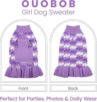 OUOBOB: Сукня-пов'язка для собак - водолазка для дівчаток, зручний наряд для великих собак, ідеально підходить для холодних днів, святкових заходів, таких як Різдво або День подяки, Червоний, Розмір (M, фіолетовий)