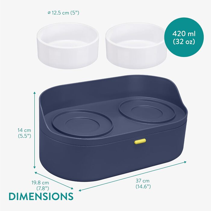 Набір мисок для собак Navaris (2 шт) - піднята годівниця для собак, блакитний колір