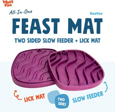 Килимок для годування West Paw Seaflex Feast Mat - Slow Feeder, Lick Mat для собак, Waves, Tropic Red