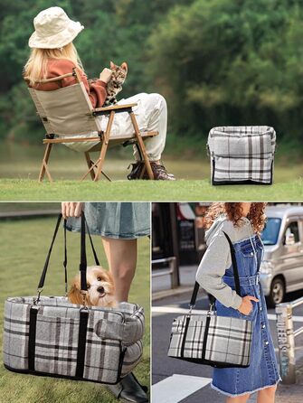 Автокрісло для собак маленьких порід, переносне автокрісло з м'яким, знімним, миючим подушечкою, для консолі авто, до 5,9 кг (сірий)