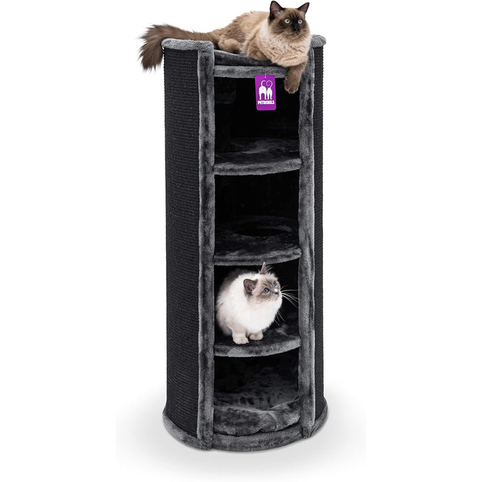 Когтеточка-бочка Petrebels Superdome XXL 120 см, преміум, для великих котів, чорна, діаметр 50 см, підвищена стійкість, дизайнерська