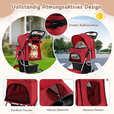 Візок для тварин GYMAX: складаний, до 15 кг, з кошиком, захистом від дощу та сіткою, для собак та котів