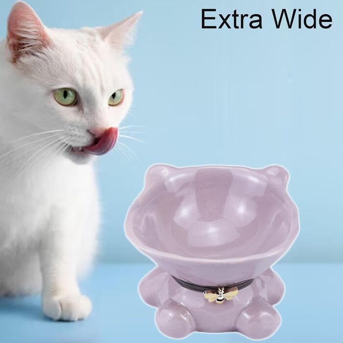 Підвищений годівниця для котів Busnos, керамічна, 14x13x11 см, блакитна